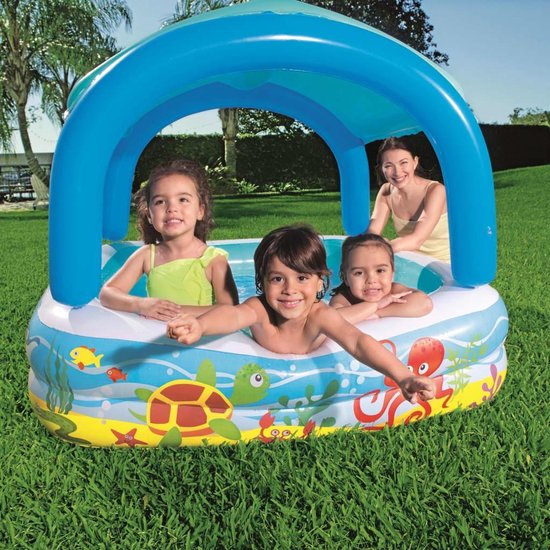 Bestway Play pool avec couverture 140x140x114 cm bleu 52192