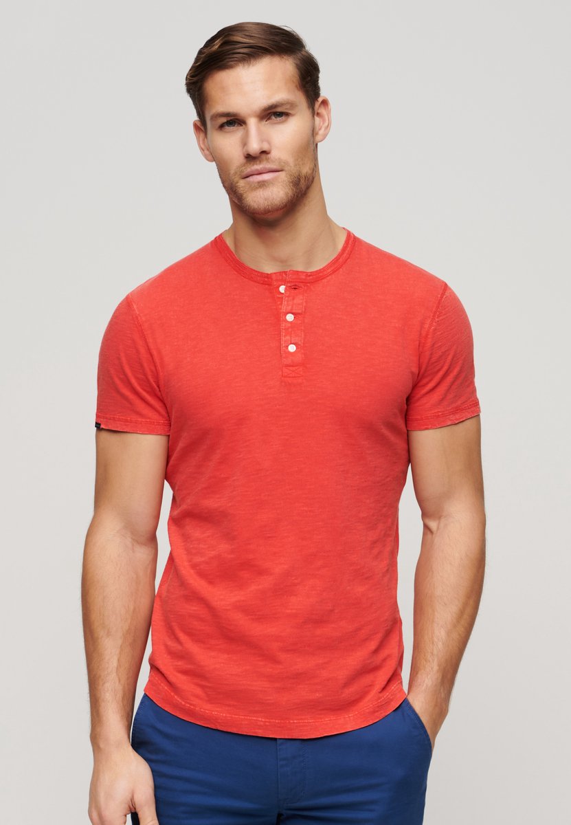 Superdry Kraagloos topje met korte mouwen Heren T-shirts Rood