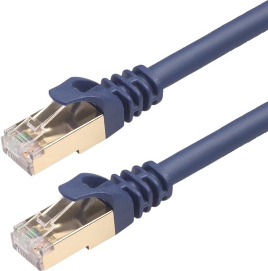 Par câble Internet By Qubix - Câble LAN Ethernet CAT8 - 3 mètres - RJ45 - bleu foncé