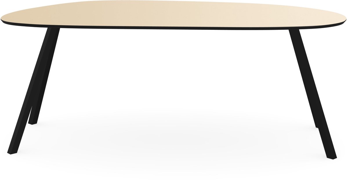 Melamine eettafel beige - Deens ovaal - Scissor zwart