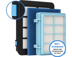 JC's ® - Filter set geschikt voor Philips PowerPro Compact and Power Pro Active en City filterset Stofzuiger FC8010/02 FC8010/01 HEPA allergie - Rubberen houders