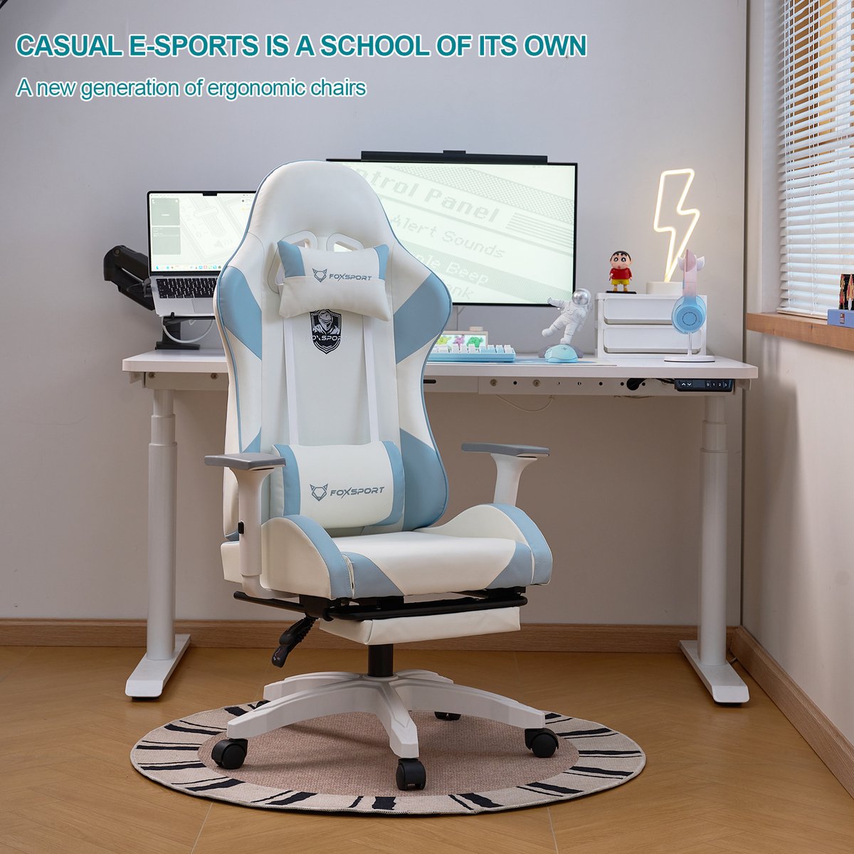 FOXSPORT Gamestoel Ergonomisch Verstelbaar Blauw - afbeelding 3