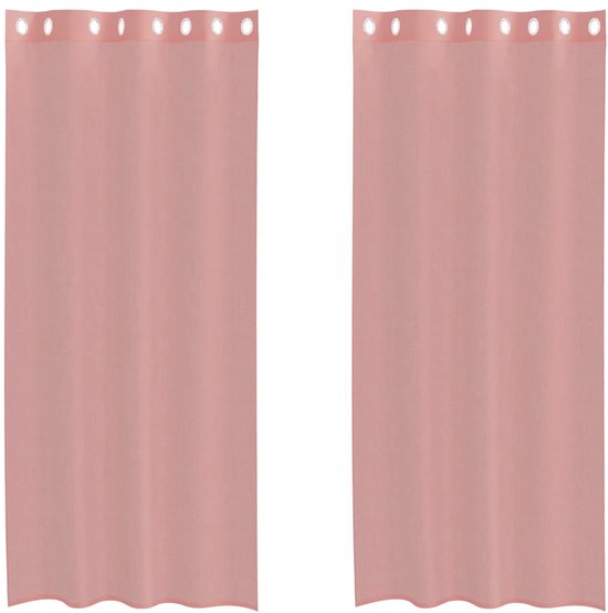 vidaXL - Rideaux - voile - avec - œillets - 2 - pièces - 140x245 - cm - rose