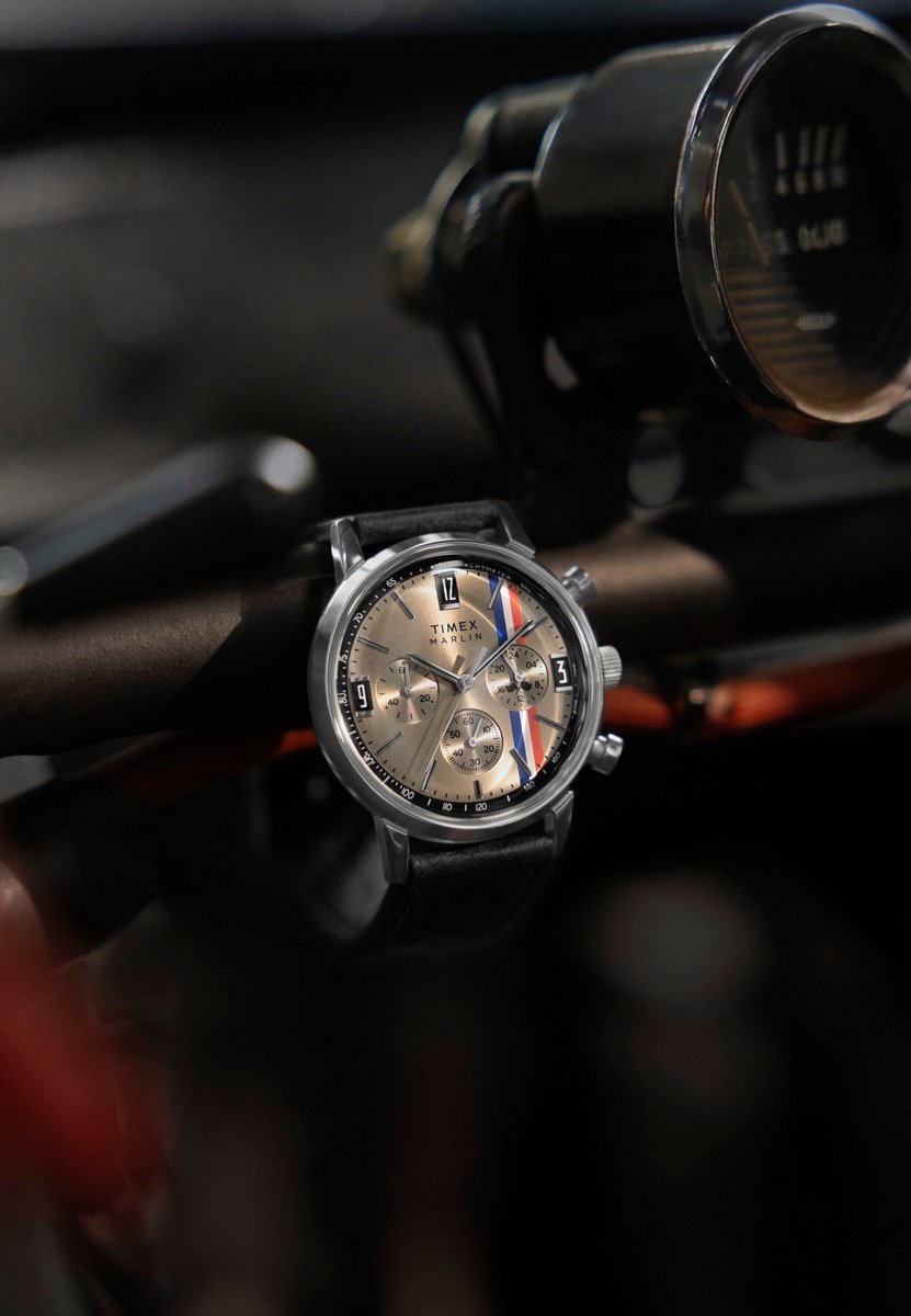 Timex Marlin Chronograph Stripes Quartz Analoog Horloge Zwart Kast: 100% Roestvrij Staal | Armband: 100%Leer 40 mm TW2W98900AJ, TW2W99000AJ, TW2W99100AJ