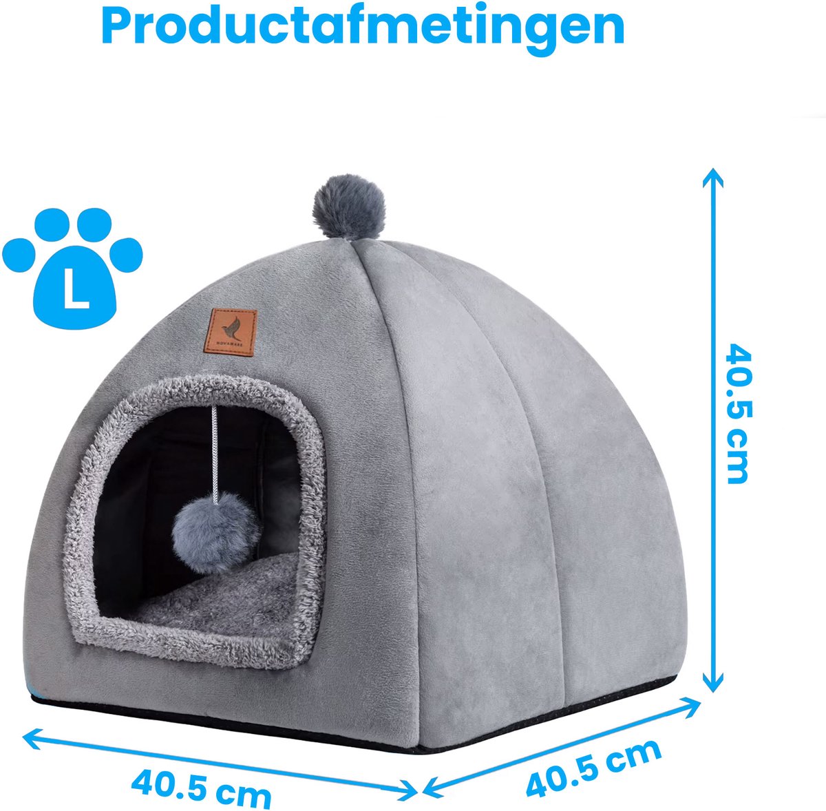 NovaWare Kattenmand - 2-in-1 Kattenbed - Kattenhuis - Poezenmand - Dierenmand - 40.5x40.5x40.5 cm – foto 3