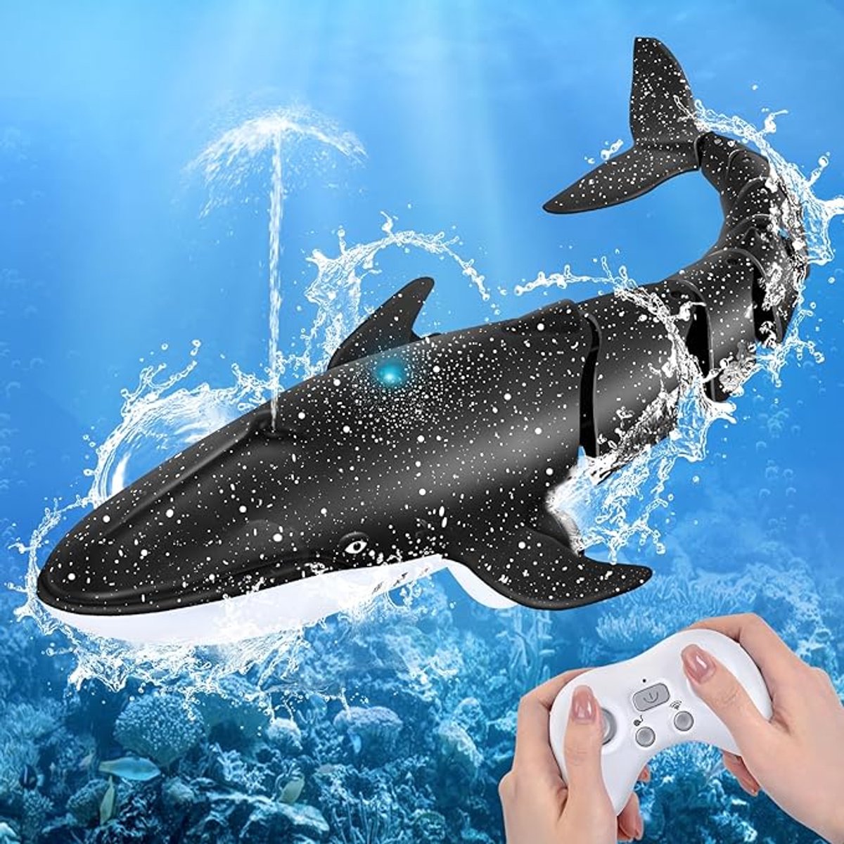 S&Dshopline® Op afstand bestuurd waterspeelgoed voor walvis, 2,4 GHz, op afstand bestuurd walvisspeelgoed met watersproeieffect, waterdichte afstandsbediening, elektrische simulatie, walvisspeelgoed,
