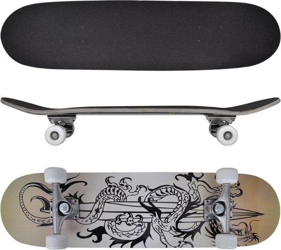 Persona Normaal Centimeter vidaXL Ovaal skateboard met draken design 9-laags esdoorn hout 8" | bol.com