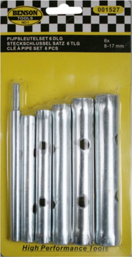 Benson Pijpsleutel set - Verzinkt staal - 8 t/m 17 mm - 5-delig - Inclusief wringijzer