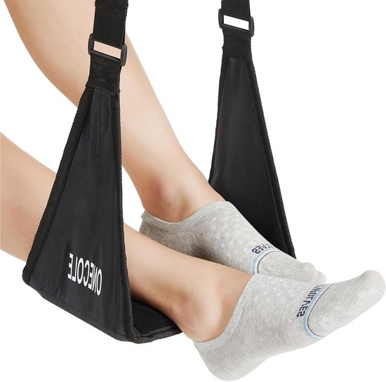 Verstelbare voetenhangmat voor in het vliegtuig met dikke memory foam vulling - ideaal