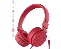 StayPowered Kinderhoofdtelefoon - Perfect Geluid en Comfort voor Jonge Luisteraars - Lichtgewicht - Opvouwbaar Design - Superzachte Oorkussens - Verstelbare Hoofdband - Krachtige 40 mm Drivers - Rood - Levering Sneller dan Aangegeven!