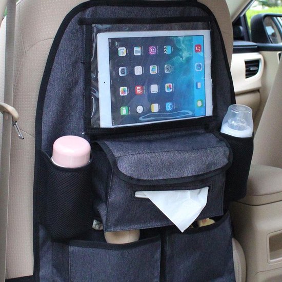 FreeON - Luxe autostoel organizer & tablet houder voor kinderen - Donker Grijs Melange - Universeel - FreeON