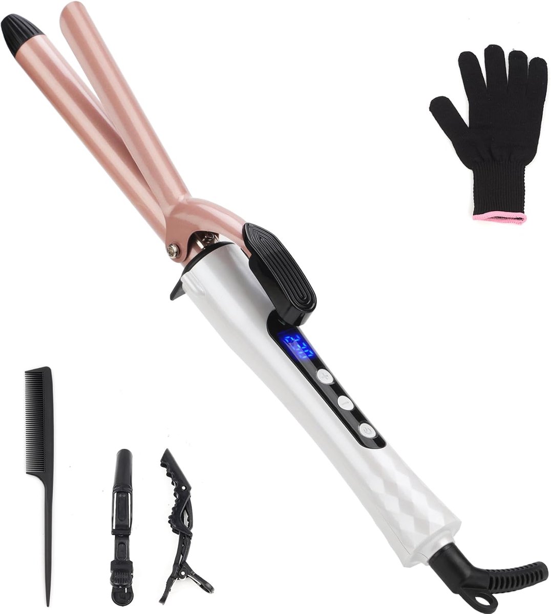 Professionele Keramische Krultang 19mm met Digitale Temperatuur Instelling - Ideaal voor Korte en Lange Haarstijlen