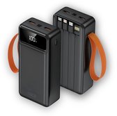 Maca Powerbank 30000 mAh – 22.5W Snellader - Ingebouwde Kabels - Iphone - Samsung – Noodpakket - Zwart
