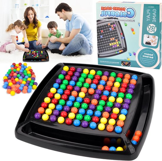 120 Stuks Rainbow Ball Elimination Game Intellectueel Chasboard Dual Duel Tafelspel met Gekleurde Ballen Strategiespel voor Kinderen en Volwassenen
