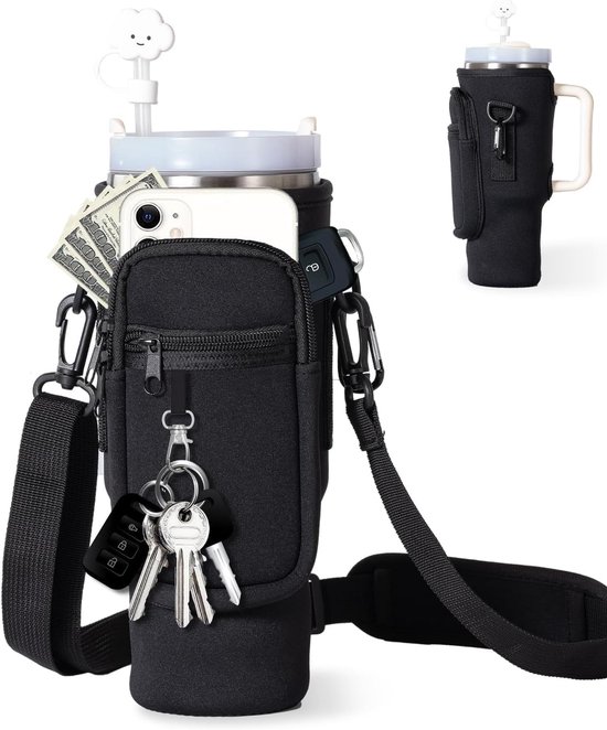 Stanley Cup Bag for Stanley Quencher Accessories, Carry Handle, Adjustable Shoulder Strap, Carabiner, Strotas, Cream., Minimalist