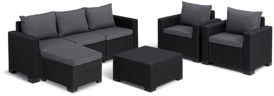 Allibert California Loungeset - 5 a 6 personen - Antraciet