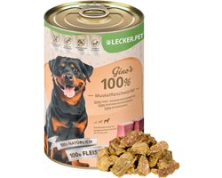 24 x 400 g Lecker.Pet® Gino's 100 % spiervleesblokjes rund & varken nat hondenvoer
