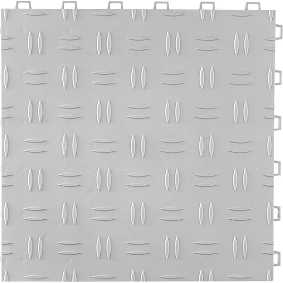 In elkaar grijpende garagevloertegels, 30,5 x 30,5 x 1,3 cm, 25-pack, antislip, dubbelzijdig, vloeren voor garages, kelders, reparatiewerkplaatsen, zilver