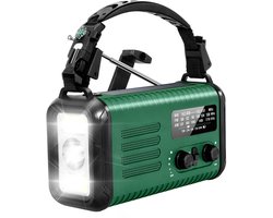 NovaWare NoodRadio Solar Opwindbaar - FM/AM - Powerbank Zonneenergie met 20.000mAh - Survival Noodpakket - Draagbare Radio op batterijen – Groen