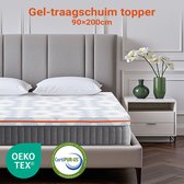Bol.com BedStory Topmatras 90x200 cm - Traagschuim Topper - Omkeerbare Topdekmatras - 76 cm dik - H3 Hardheidsgraad Gel Koudschu... aanbieding