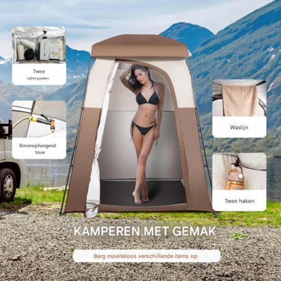 Douchetent - 1 Persoons Privacytent - Omkleedtent - Camping - 66"x66" - Voor Toiletgebruik of Omkleden van Merkloos — afbeelding 4
