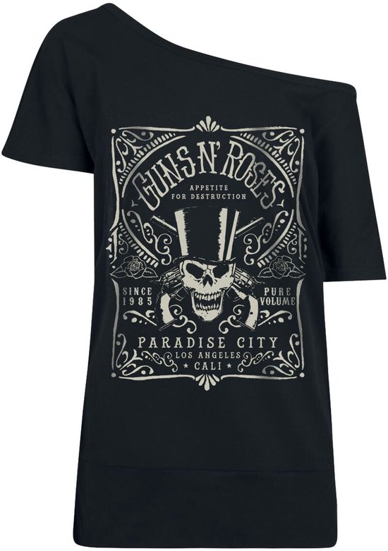 T-shirt Guns N' Roses Paradise City Label noir M Viscose Femme - Produits dérivés du groupe, Groupes
