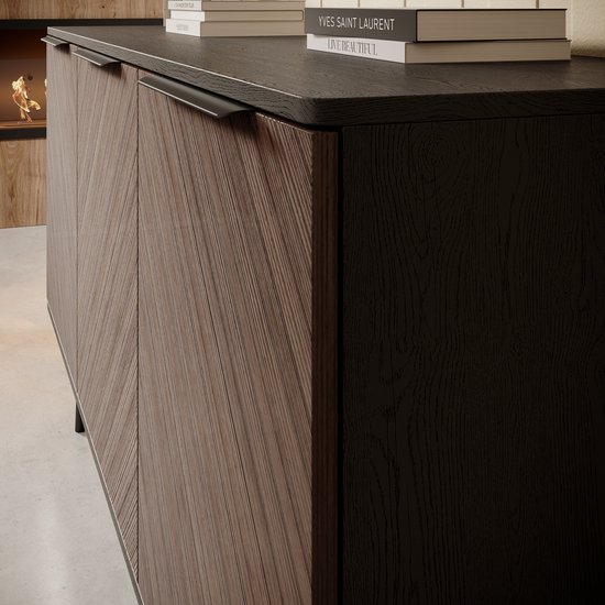 Meubella - Dressoir Pedro - Donker eiken - Zwart eiken - 150 cm