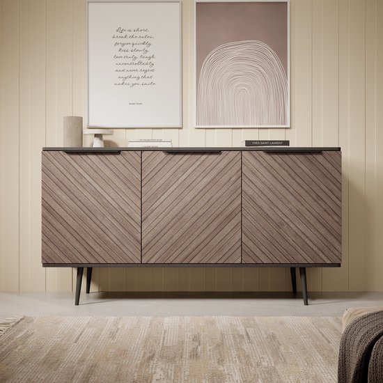 Meubella - Dressoir Pedro - Donker eiken - Zwart eiken - 150 cm