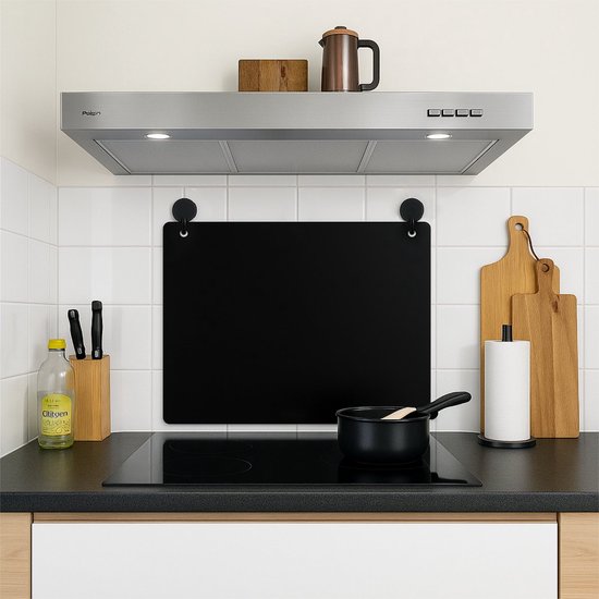 KitchenMundo® Inductie beschermer zwart 60x52 cm - Afdekplaat voor kookplaat & Spatscherm achterwand - Kookplaat beschermer - Keuken accessoires - Inductie Mat - Keuken decoratie - Inductiebeschermer