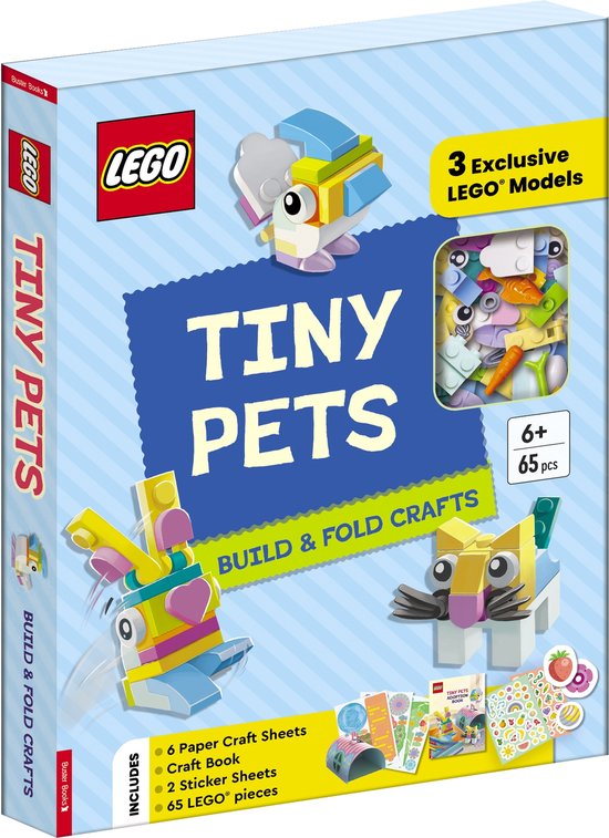 LEGO® Tiny Pets Play Box- LEGO® Books. Tiny Pets: Build and Fold Crafts (with 3 exclusive models, 65 pieces, craft book, craft sheets and stickers)