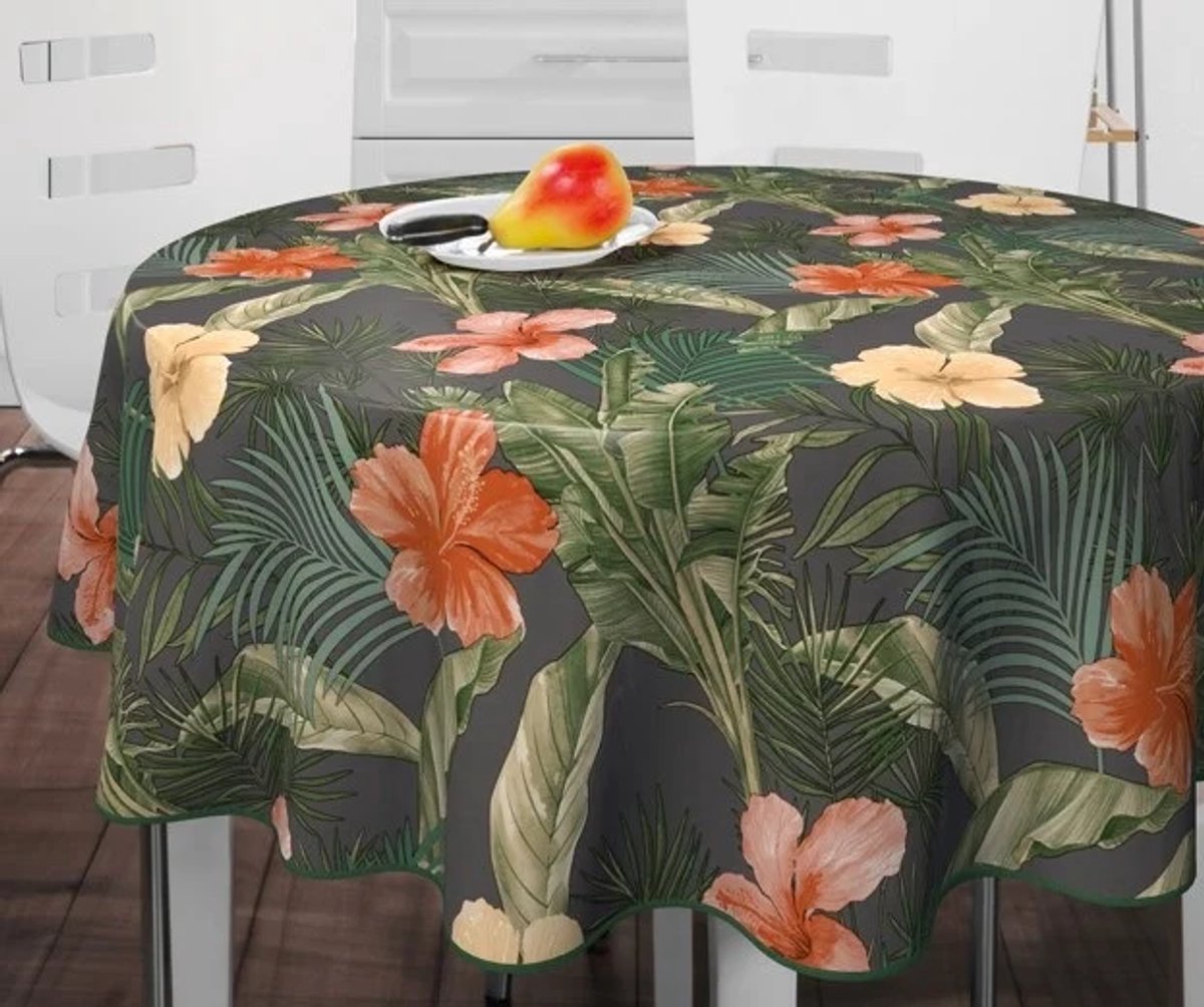 Mistersleep Tafelzeil 160CM Rond - Hibiscus - Antraciet