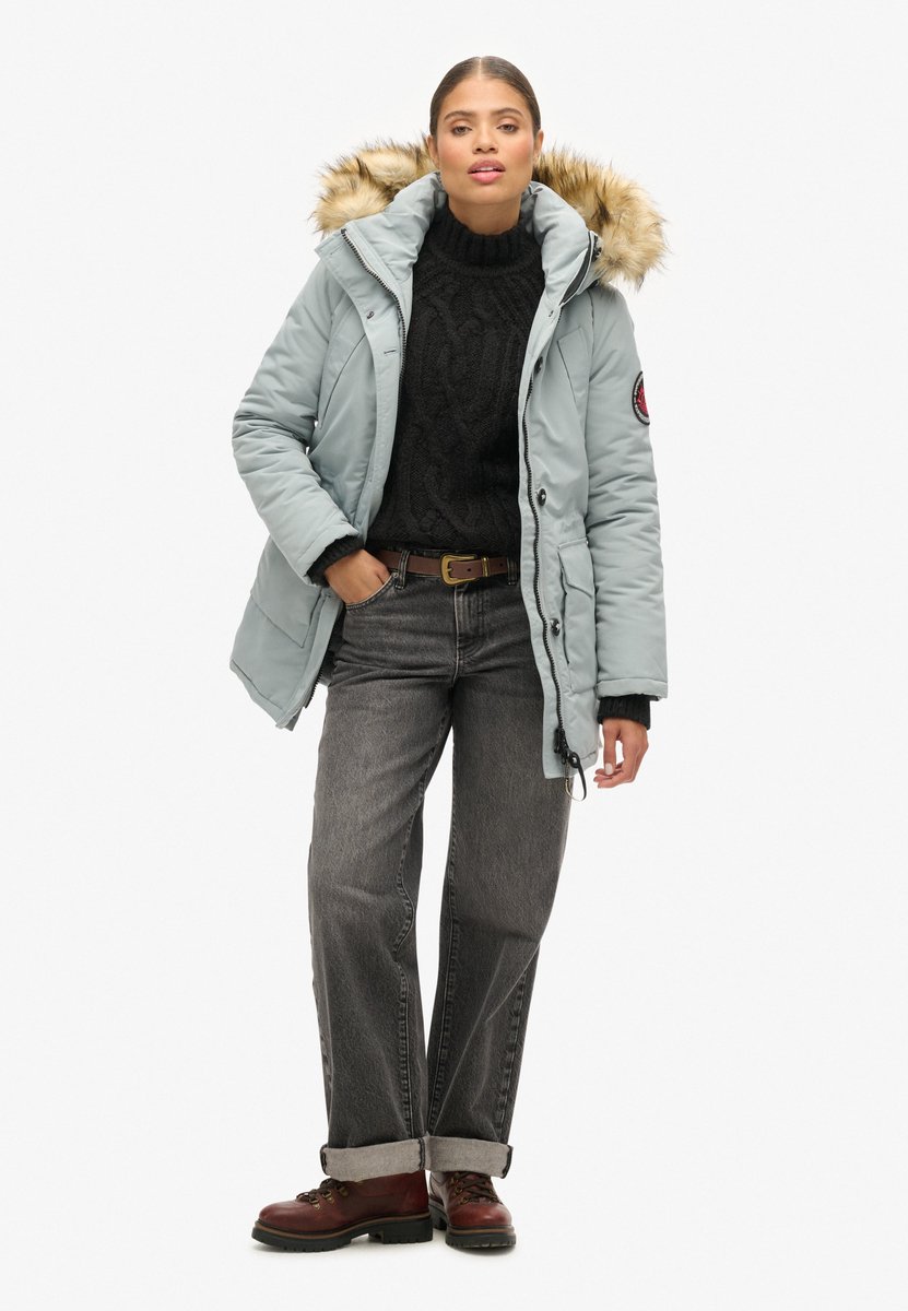 Superdry Everest parka met capuchon van imitatiebont Dames Gewatteerde jassen Grijs