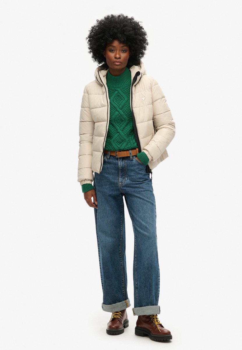 Superdry Hooded Spirit Sports Puffer Dames Jas Pelican Beige