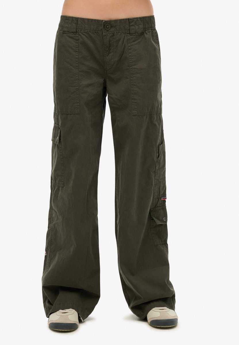 Superdry Cargobroek met lage taille en borduursel Dames Broeken Groen