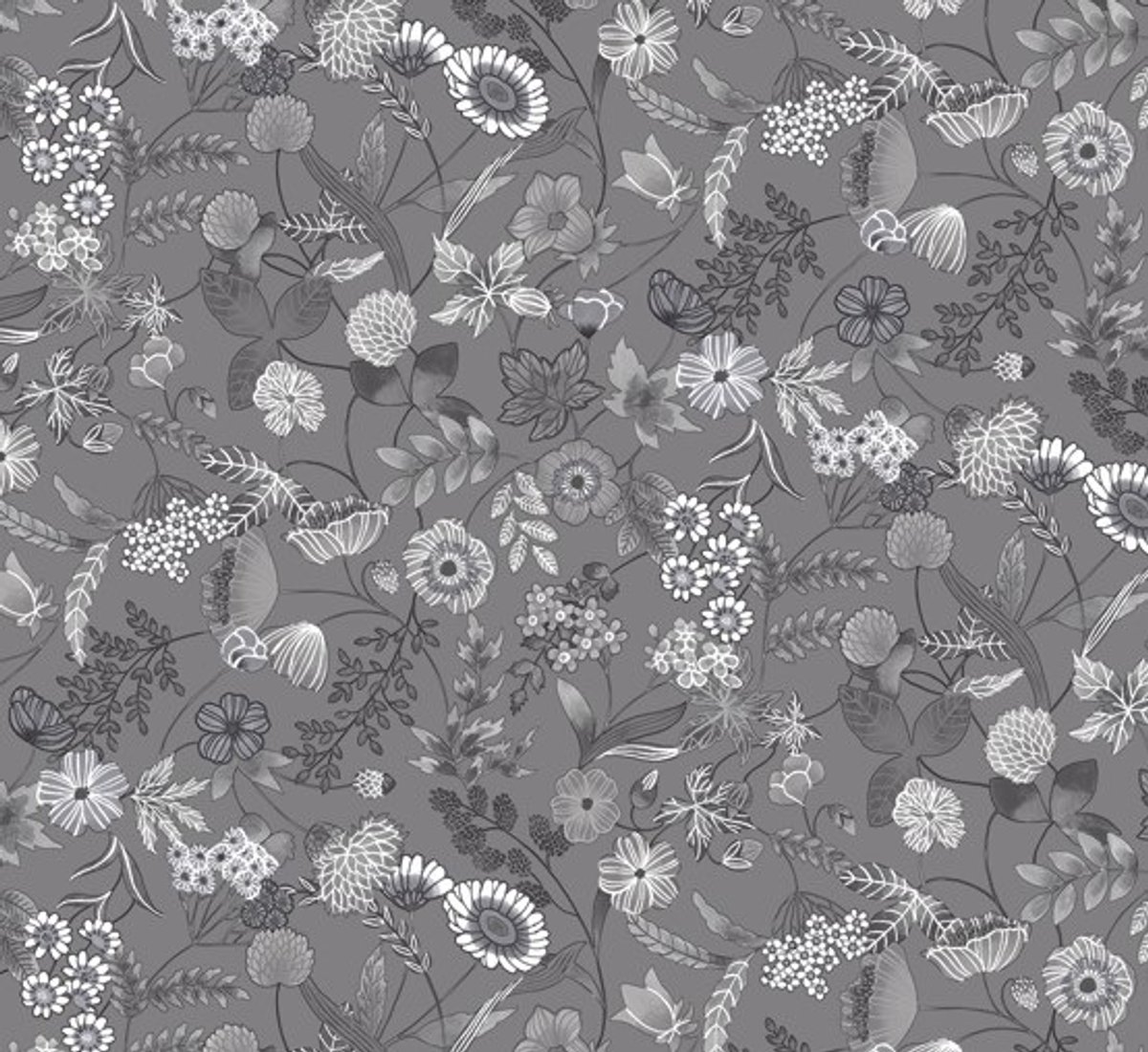 Mistersleep Tafelzeil 160CM Rond - Wilde Bloemen - Grijs/Wit