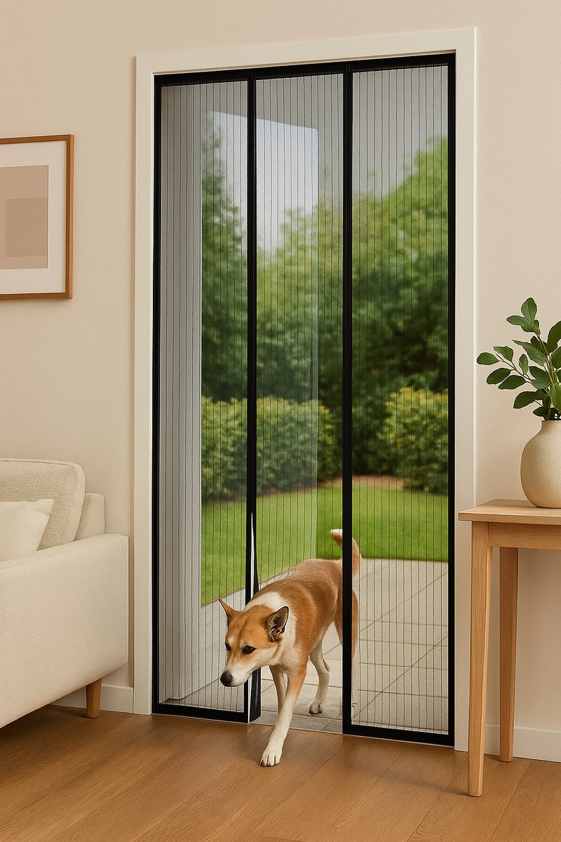 Apalus VP Vliegengordijn voor Deuren, Magnetische Insectenbescherming voor Balkondeuren 100x230 cm, 2× Duurzamer dan de Apalus Classic, Sterkere Magneten, 3,8cm Brede Bevestigingsband, Niet Inkortbaar