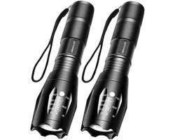 Besjaar Zaklamp - Militaire Zaklamp - 2 Stuks Zaklampen LED - 2000 Lumen - IP65 Waterdicht - Zwart Besjaar Zaklamp - Militaire Zaklamp - 2 Stuks Zaklampen LED - 2000 Lumen - IP65 Waterdicht - Zwart