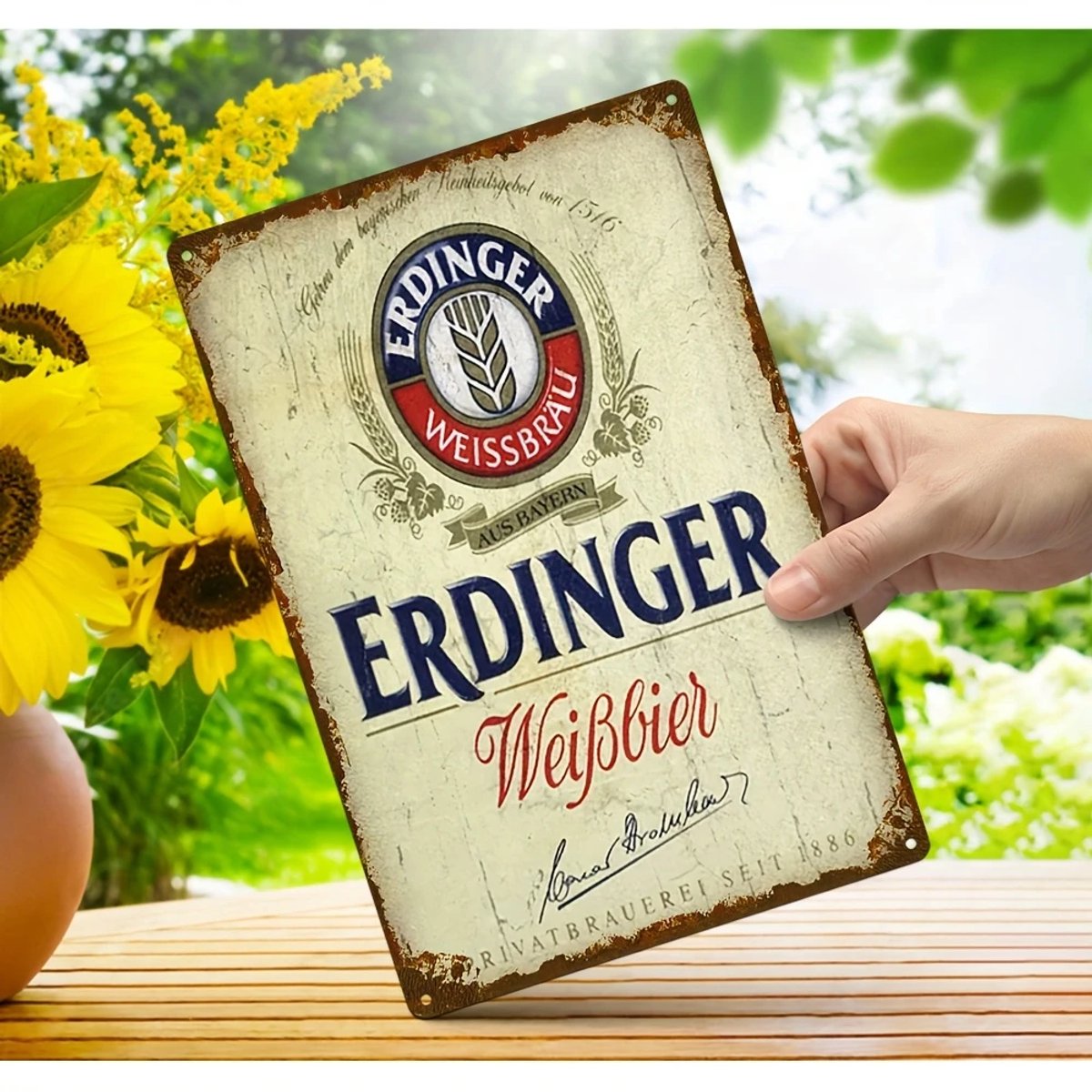 Erdinger Weißbier wandbord [Erdinger bier] [Mancave] [Bar] [Wanddecoratie]