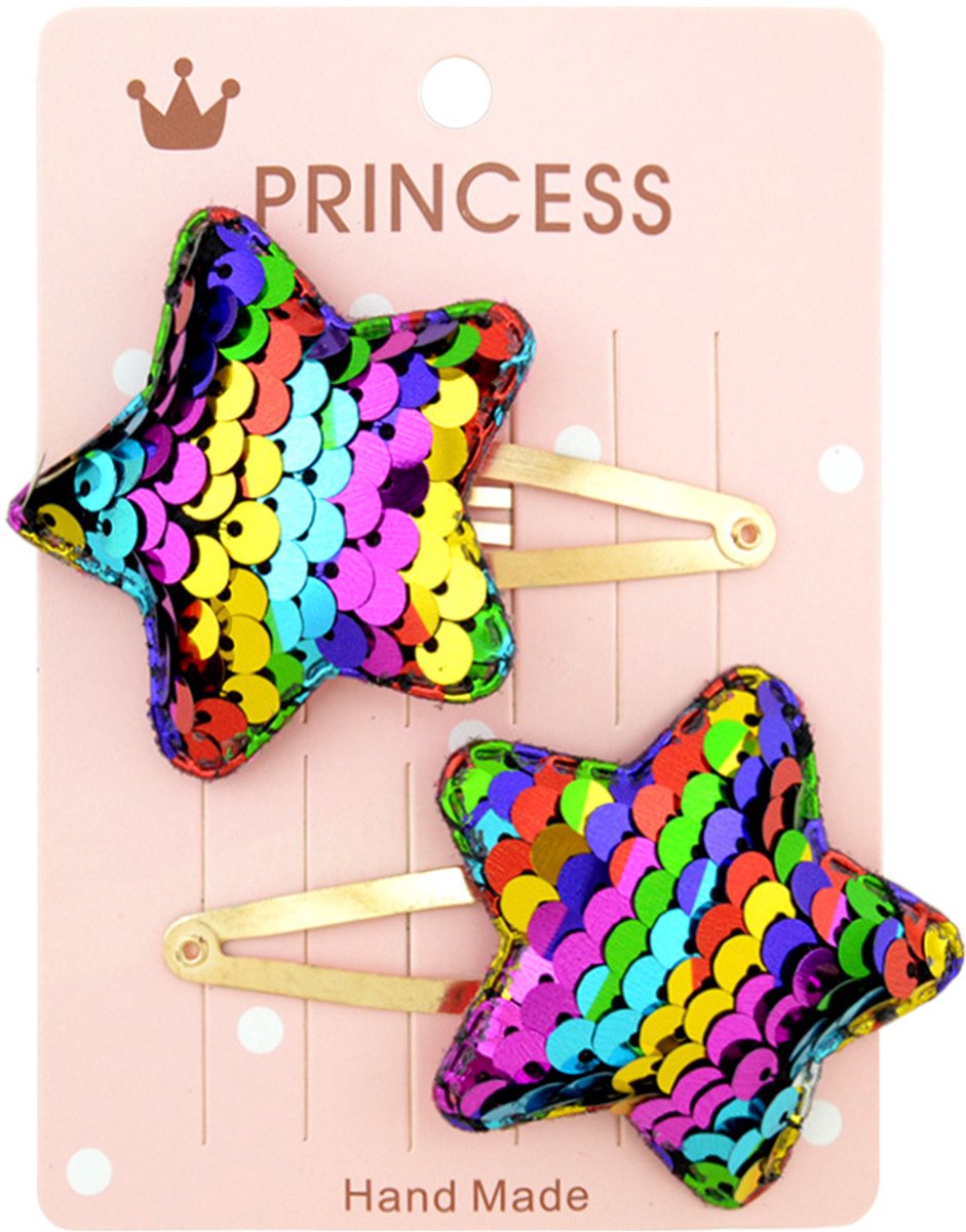 Ster Glitter Haarclips set - 2 stuks - Multi - Haarspeldjes - Haar Accessoires - Kinderen - Peuter - Meisjes - Gift - Cadeau