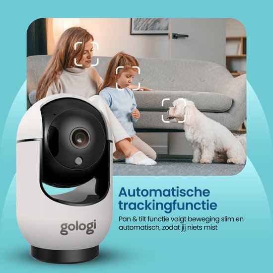 Gologi Huisdiercamera met App - Hondencamera - Pet camera - Beveiligingscamera Binnen - Security camera - Voor alle huisdieren - Met wifi - Wit van Gologi — afbeelding 5