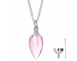 Luxe Ashanger - met Ketting (55 cm) - Voor As, Haren of Parfum - Assieraad - As Ketting - Gedenksieraad - Urn - As Hanger - Incl. As vuller en Opbergzakje - Fancy Teardrop