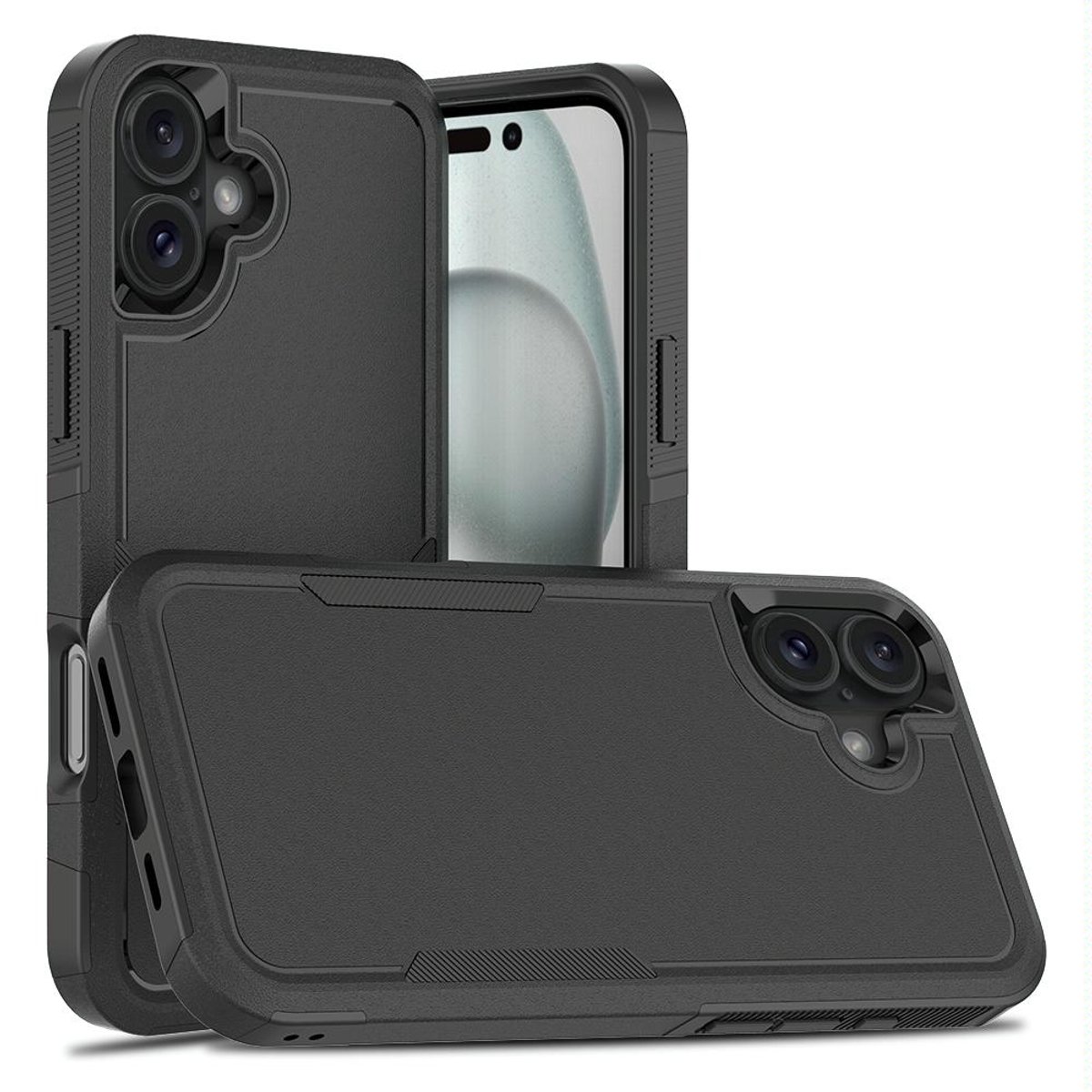 Mobigear Hoesje geschikt voor Apple iPhone 16 Plus Telefoonhoesje Hardcase | Mobigear Heavy Armor Backcover Shockproof | Schokbestendig iPhone 16 Plus Telefoonhoesje | Anti Shock Proof - Zwart