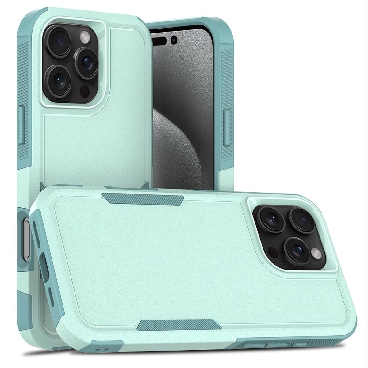 Mobigear Hoesje geschikt voor Apple iPhone 16 Pro Max Telefoonhoesje Hardcase | Mobigear Heavy Armor Backcover Shockproof | Schokbestendig iPhone 16 Pro Max Telefoonhoesje | Anti Shock Proof - Groen