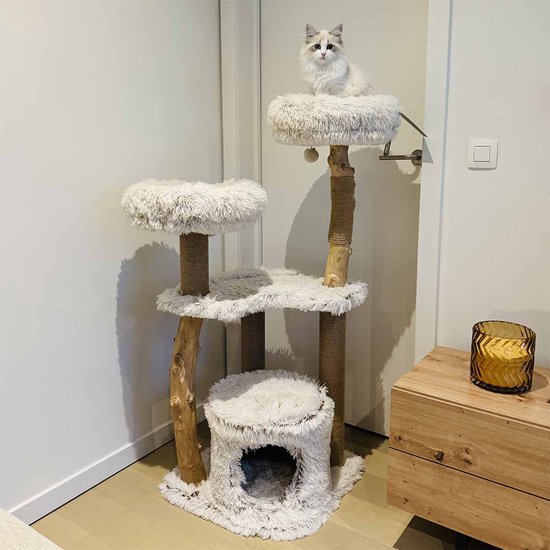 Arbre à chat MARSEILLE LONG HAIR PLUCHE 49x49x122cm beige