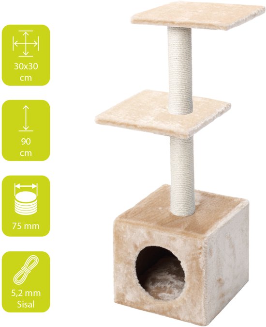 Ebi Krabpaal Classic Tree Palazzo cream - Beige - 30 x 30 x 90cm