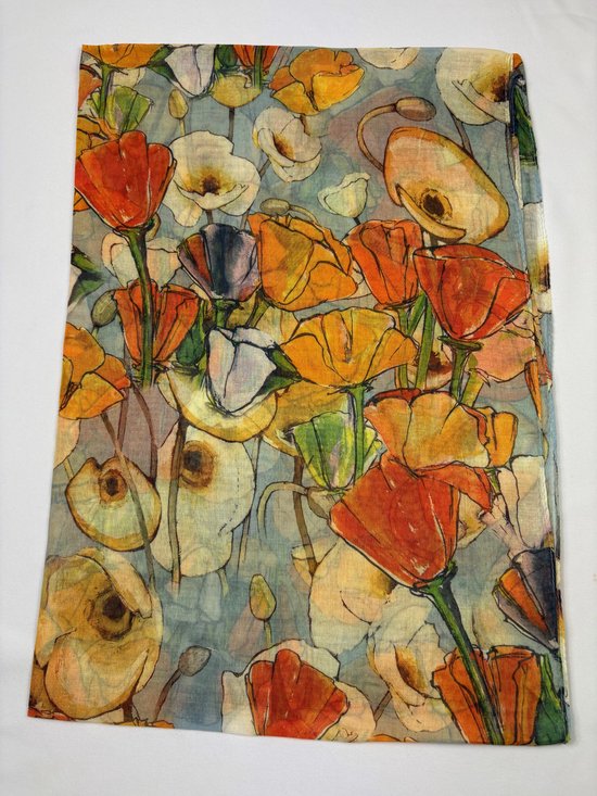 Prachtige bloemen sjaal voor de zomer van dun mooi materiaal 30% silk met 70% viscose