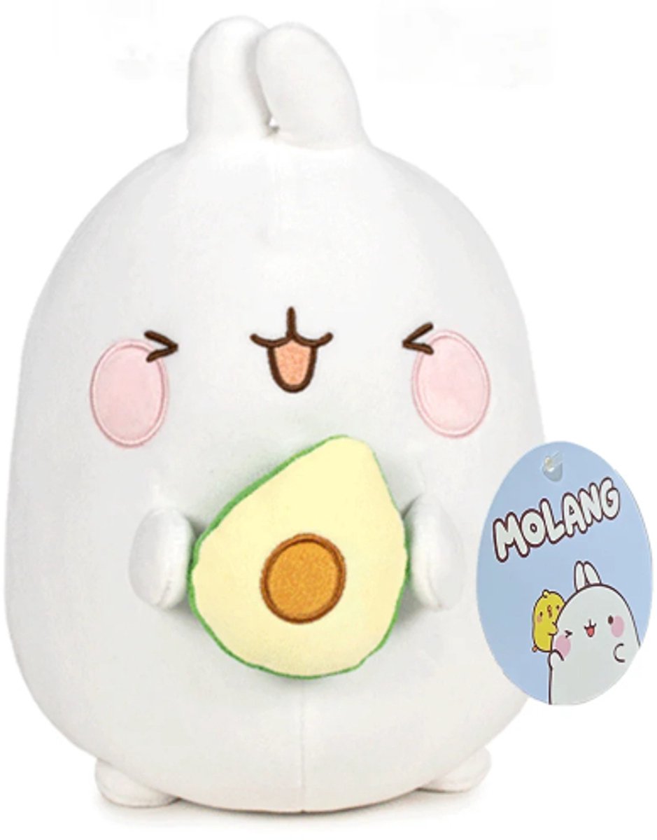 Molang met Avocado Pluche Knuffel 25 cm - Speelgoed Knuffels voor Kinderen Jongens Meisjes - Piu Piu, Pinco, Molang Plush Toy - Kuiken Kip Eend Konijn Haas Pasen Paasfeest Paas cadeau