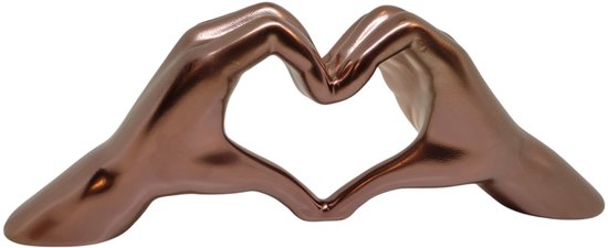 Gilde Handwerk - Heart Sign Hands - Beeld Sculptuur - KOPER rood - Keramiek