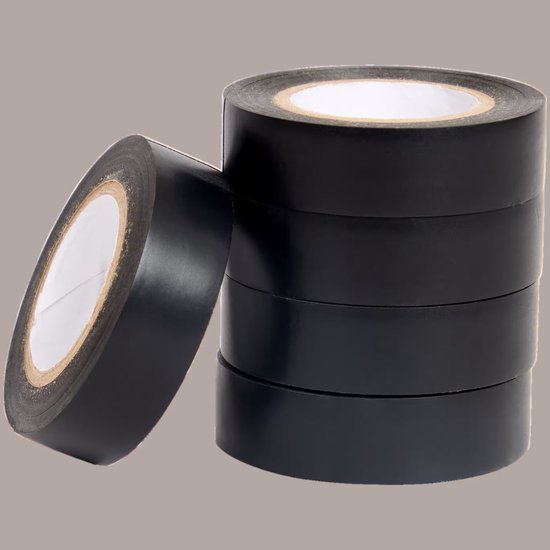 Foto: 5 stuks pvc isolatietape zelfklevend zwart 10 meter x 19 mm
