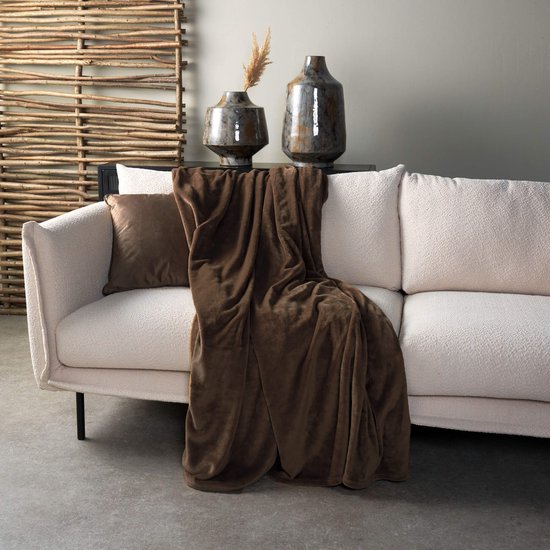 Dutch Decor - CHARLIE - plaid 200x220 cm - extra grote fleece deken - effen kleur - Chocolate Martini - bruin